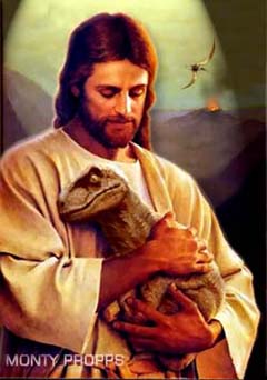 Image result for jesus riding a dinosaur