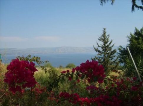 Mount-of-Beatitudes-view-at-the-Sea-of-Galilee-with-the-Golan-heights-at-the-background