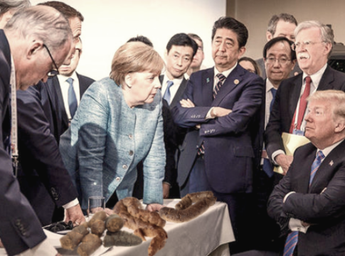 Donald Trump-g7-summit-table-shit