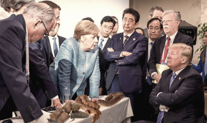 Donald Trump-g7-summit-table-shit