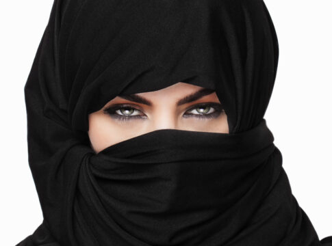Girl wearing burqa closeup