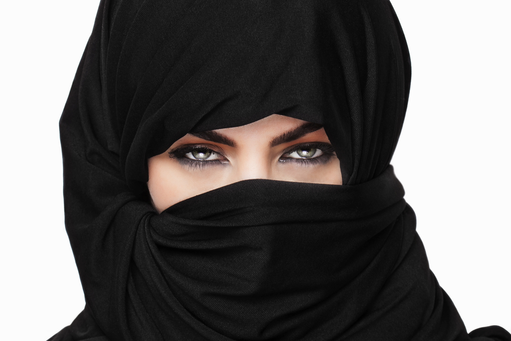 Girl wearing burqa closeup