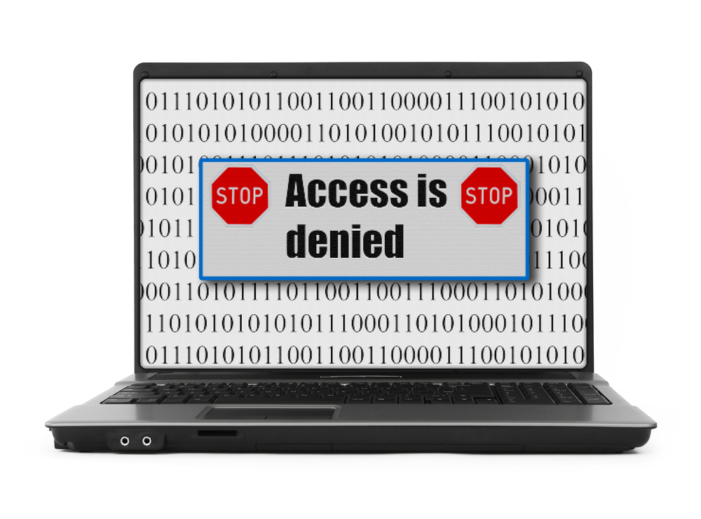 Access is denied notice on a notebook
