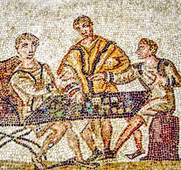 gambling in ancient rome mosaic