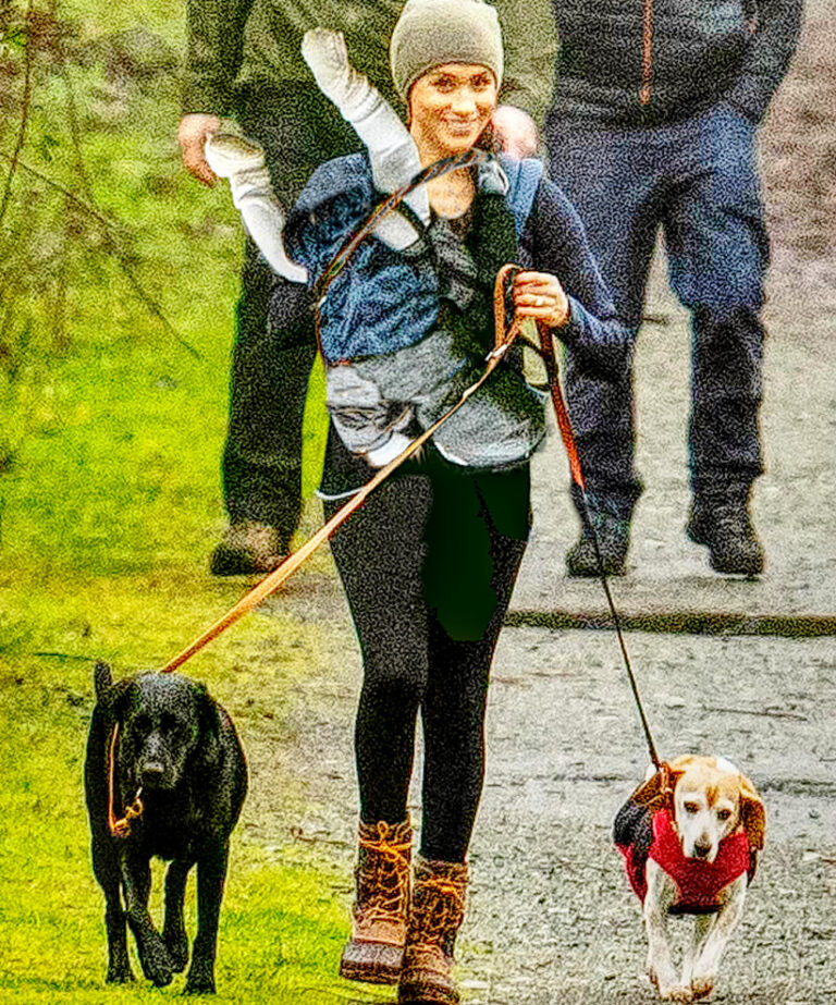 Happy Meghan Markle Beams As She Takes Dogs and Archie For Walk in Vancouver