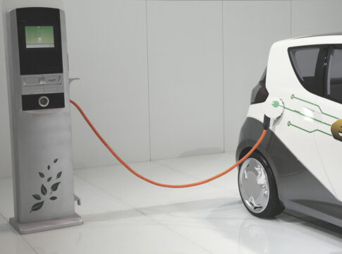 Electric cars in charging station