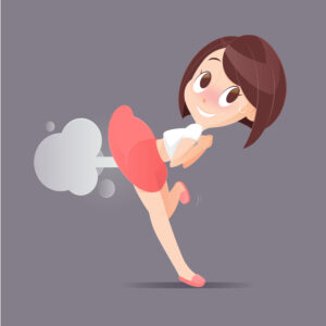 Cute Woman Farting With Blank Balloon Out From Her Bottom Vector