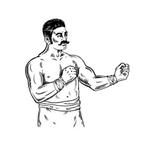 Vintage boxer engraving vector illustration