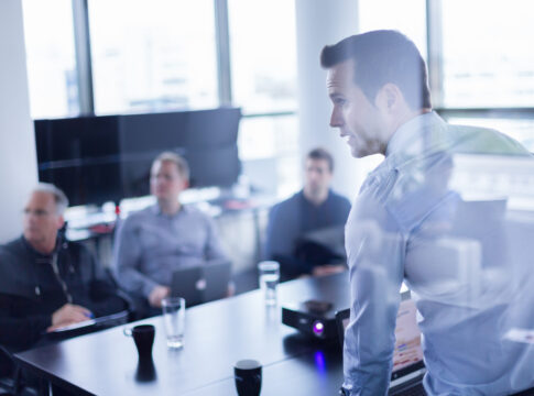 Business presentation on corporate meeting.