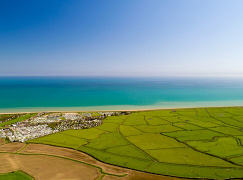 Aerial view of Winchelsea beach in the East Sussex, England