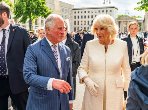 BERLIN, GERMANY - Charles, Prince of Wales and Camilla, Duchess of Cornwall, in front of Brandenburg Gate