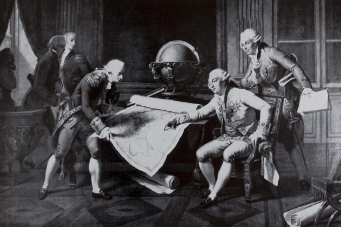 Louis XVI giving Laperouse his instructions on 29 June 1785