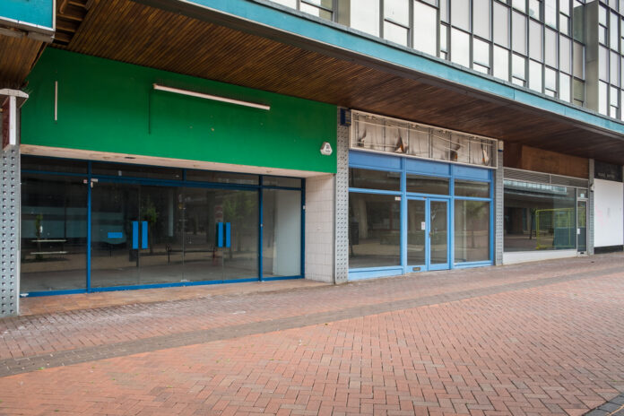 Empty shops in an abandoned high street