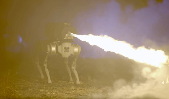 flamethrower robot dog