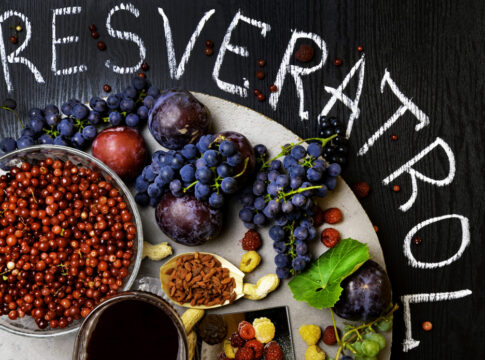 food rich with anti-ageing resveratrol, grapes, plums, goji, peanuts, cranberry,raspberrys, dark chocolate,red wine
