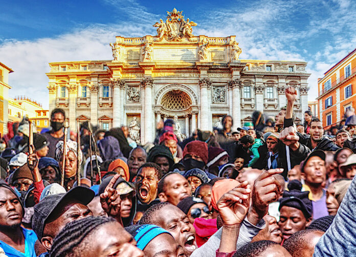 Trevi Fountain, rome, Italy. immigration ruined Europe