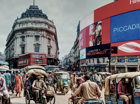 PICCADILLY CIRCUS LONDON THIRD WORLD whites in Britain white flight