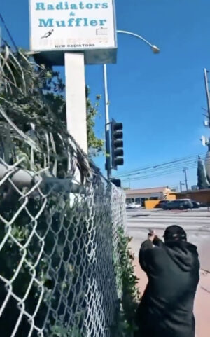 live shooting at police LA RIOTS peaceful protestors