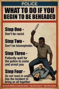 beheading advice woke dei police